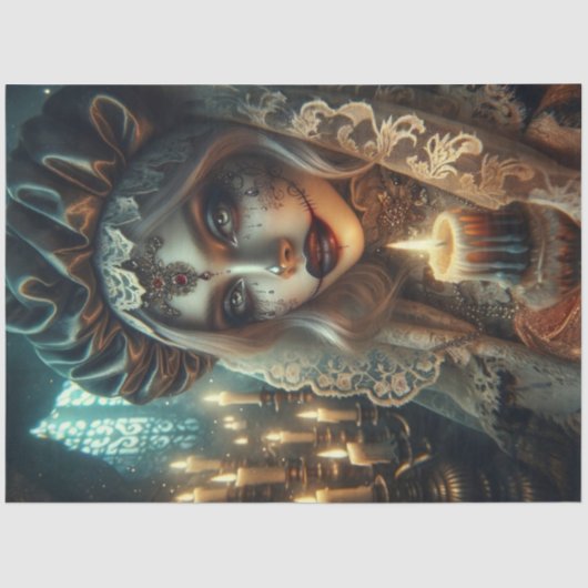 ダーク・ハーレクイン・ウーマン・デカップージ紙 薄葉紙 (正面)