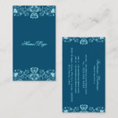 ダーク&パステルブルーフローラスワーズビジネスカード 名刺 (正面/裏面)