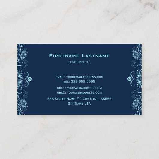 ダーク&パステルブルーフローラスワーズ 名刺 (裏面)