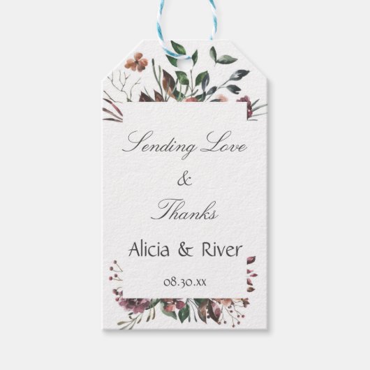 ダーク フォール フローラル ラスティック オータム ギフト タグ (正面)