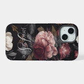 ダーク フラワー モノグラム iPhone 15ケース (裏面横)