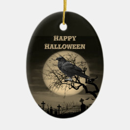 ダーク フルムーン 墓場とワタリガラス ハロウィン セラミックオーナメント