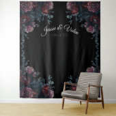 ダーク フローラル ウェディング ゴシック ブラック エレガント タペストリー (インサイチュ)