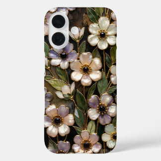 ダーク フローラル ステンド グラス スマホケース エレガント iPhone 16ケース