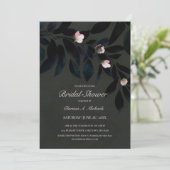 ダーク フローラル ボヘミア グレー ゴシック リーフ ブライズ シャワー 招待状 (スタンド正面)