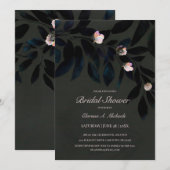 ダーク フローラル ボヘミア グレー ゴシック リーフ ブライズ シャワー 招待状 (正面/裏面)