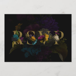 ダーク フローラル ムーディー モノグラム ウェディング RSVP カード