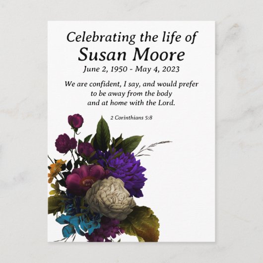 ダーク フローラル 葬儀 ポストカード (正面)