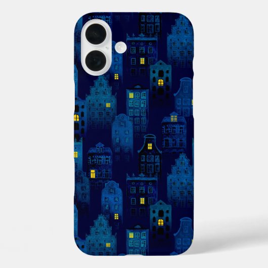 ダーク ブラック & ブルー スプーキーハロウィンハウス Case-Mate iPhoneケース (裏面)