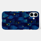 ダーク ブラック & ブルー スプーキーハロウィンハウス Case-Mate iPhoneケース (裏面 (横))