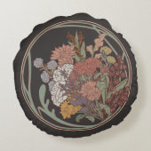 ダーク&ムーディアールヌーボーフローラブーケ ラウンドクッション (裏面)