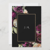 ダーク&ムーディパープル開花開花ブラック結婚ズ 招待状 (裏面)