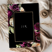 ダーク&ムーディパープル開花開花ブラック結婚ズ 招待状