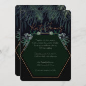 ダーク&ムーディユーカリ葉結婚式招待状 招待状 (正面/裏面)