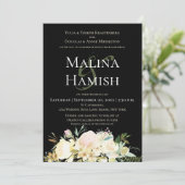 ダーク&ムーディー結婚ズカスタムモノグラムクリームバラ 招待状 (スタンド正面)