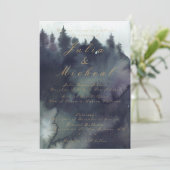 ダーク ムーディー エーテリアル フォレスト ウェディング インビテーション (スタンド正面)
