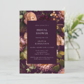 ダーク＆ムーディー ドラマチック パープル フローラル ブライダル シャワー 招待状 (スタンド正面)