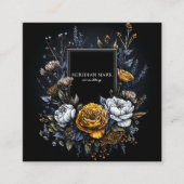 ダーク ムーディー フローラル ヴィンテージ ボタニカル スクエア名刺 (正面)