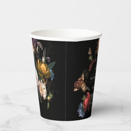 ダーク ムーディー ロマンティック フラワーズ オランダの花嫁のシャワー 紙コップ (右)