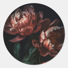 ダーク ムーディー ロマンティック フラワーズ ブライダル シャワー ラウンドシール