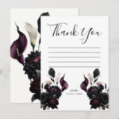 ダーク ムーディー ロマンティック フローラル ウェディング サンクス 招待状 (正面/裏面)