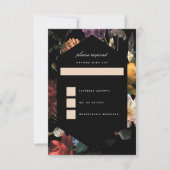 ダーク ムーディー ロマンティック フローラル オランダ風 絵画的 出欠カード (正面)