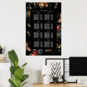 ダーク ムーディー ロマンティック フローラル オランダ ウェディング シーティング ポスター (ホームオフィス)