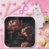 ダーク ムーディー ロマンティック フローラル ブライダル シャワー ペーパープレート (パーティー)