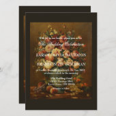 ダーク ムーディー ロマンティック ローズ アンティーク トール ウェディング インビ 招待状 (正面/裏面)