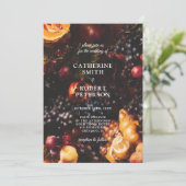 ダーク ムーディ エレガント バーガンディ フルーツ ウェディング 招待状 (スタンド正面)