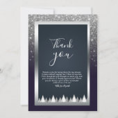 ダーク ムーディ グリッター シルバー ネイビーブルー サンクス 招待状 (正面)