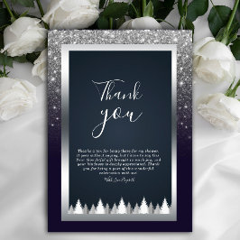 ダーク ムーディ グリッター シルバー ネイビーブルー サンクス 招待状