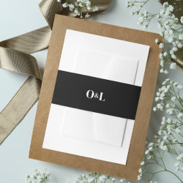 ダーク ムーディ ブラック ミニマル モノグラム 招待状ベリーバンド