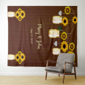 ダーク ラスティック イエロー フローラル メイソンジャー フォト バックドロップ タペストリー (インサイチュ(横))