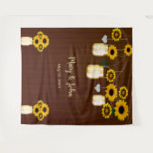 ダーク ラスティック イエロー フローラル メイソンジャー フォト バックドロップ タペストリー (正面(横))