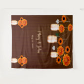 ダーク ラスティック オレンジ フローラル メイソンジャー フォト バックドロップ タペストリー (正面(横))