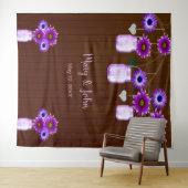 ダーク ラスティック パープル フローラル メイソンジャー フォト バックドロップ タペストリー (インサイチュ(横))