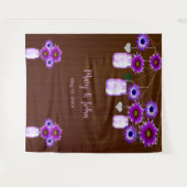 ダーク ラスティック パープル フローラル メイソンジャー フォト バックドロップ タペストリー (正面(横))