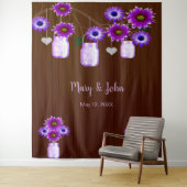 ダーク ラスティック パープル フローラル メイソンジャー フォト バックドロップ タペストリー (インサイチュ)