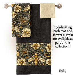 ダーク ラスティック ヴィンテージ ビーズ アンド フラワーズ フローラル バスタオルセット