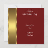 ダーク・レッド&金ゴールド・ファブラス50th誕生日パーティー2 招待状 (裏面)