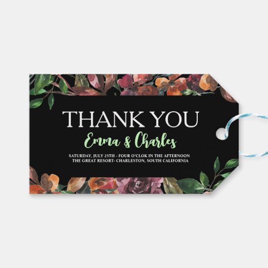 ダーク ワイルド フラワーズ セーブ ザ デート ギフトタグ (正面(横))