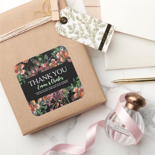 ダーク ワイルド フラワーズ セーブ ザ デート スクエアシール (ギフト)