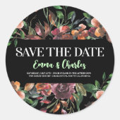 ダーク ワイルド フラワーズ Save The Date ラウンドシール (正面)