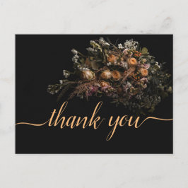ダーク ヴィンテージ オレンジ  フローラル  ありがとう  ポストカード