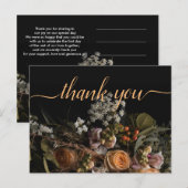 ダーク ヴィンテージ オレンジ  フローラル  ありがとう  ポストカード (正面/裏面)