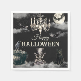 ダーク ヴィンテージ ゴシック スカル 年次ハロウィン パーティー スタンダードカクテルナプキン