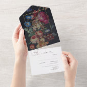 ダーク ヴィンテージ フラワー | 結婚式 オールインワン招待状 (貼ってはがせる)