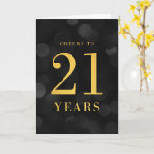 ダーク《写真》ぼけ味金ゴールド応援から21年間の誕生日 カード (黄色い花)