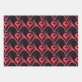 ダーク&抽象芸術ラブエレガントハートバレンタインデー ラッピングペーパーシート (正面3)